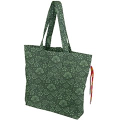 Damask Green Drawstring Tote Bag by vintage2030