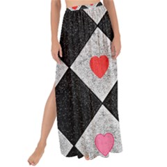 Diamonds Hearts Mosaic Pattern Maxi Chiffon Tie-up Sarong by Simbadda