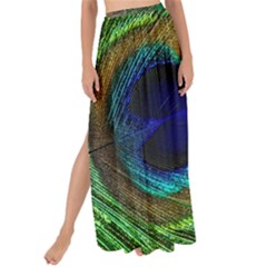 Peacock Feather Macro Peacock Bird Maxi Chiffon Tie-up Sarong by Simbadda