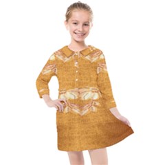 Golden Sunrise Pattern Flowers By Flipstylez Designs Kids  Quarter Sleeve Shirt Dress