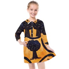 Ceramic Tree Smudge Kids  Quarter Sleeve Shirt Dress