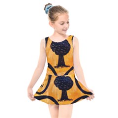 Ceramic Tree Smudge Kids  Skater Dress Swimsuit by DeneWestUK