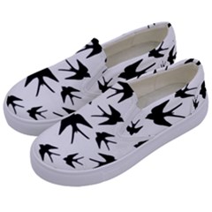 Vintage Birds Pattern Kids  Canvas Slip Ons by Valentinaart