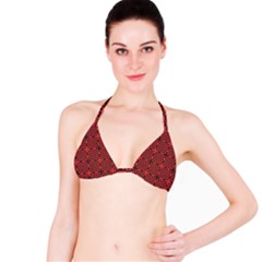 Abstract Background Red Black Bikini Top