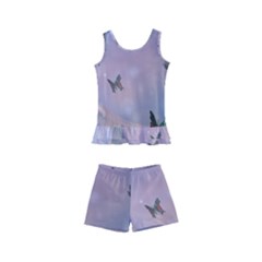 The Wonderful Moon With Butterflies Kid s Boyleg Swimsuit