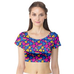 Pansexual Pride Hearts; A Cute Pan Pride Motif! Short Sleeve Crop Top by PrideMarks