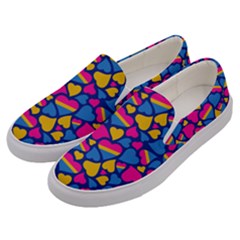 Pansexual Pride Hearts; A Cute Pan Pride Motif! Men s Canvas Slip Ons by PrideMarks