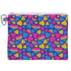 Pansexual Pride Hearts; A Cute Pan Pride Motif! Canvas Cosmetic Bag (xxl) by PrideMarks