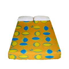 Lemons Ongoing Pattern Texture Fitted Sheet (full/ Double Size) by Celenk