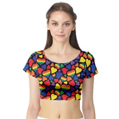 Prideheartsrepeat Short Sleeve Crop Top by PrideMarks