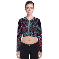 Blue And Red Bandana Zip Up Bomber Jacket by dressshop