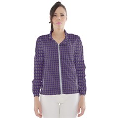 Luv Machine Robot Houndstooth Pattern Purple Windbreaker (women) by emilyzragz