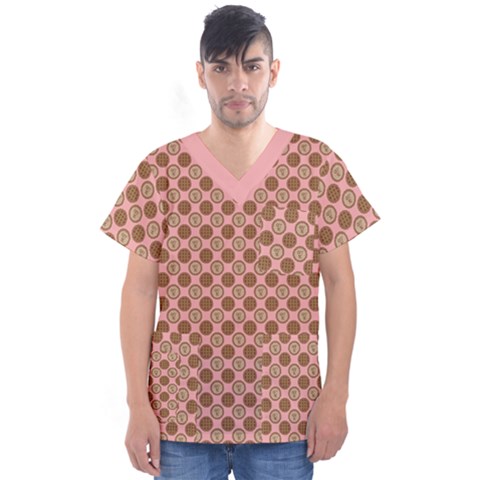 Qt Pie Polka Dot Pattern Men s V-neck Scrub Top by emilyzragz