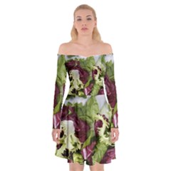 Salad Lettuce Vegetable Off Shoulder Skater Dress by Sapixe