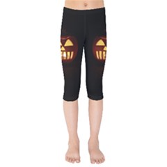 Funny Spooky Scary Halloween Pumpkin Jack O Lantern Kids  Capri Leggings  by HalloweenParty