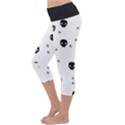 Pattern Skull Stars Handrawn Naive Halloween Gothic black and white Lightweight Velour Capri Yoga Leggings View2