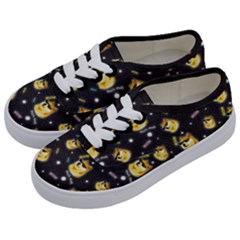 Doge Much Thug Wow Pattern Funny Kekistan Meme Dog Black Background Kids  Classic Low Top Sneakers by snek