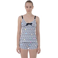 Boston Terrier Dog Pattern With Rainbow And Black Polka Dots Tie Front Two Piece Tankini by genx