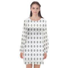 Logo Kekistan Pattern Elegant With Lines On White Background Long Sleeve Chiffon Shift Dress  by snek