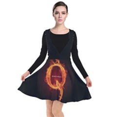 Qanon Letter Q Fire Effect Wwgowga Wwg1wga Plunge Pinafore Dress by snek