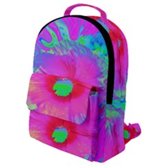 Psychedelic Pink And Red Hibiscus Flower Flap Pocket Backpack (small) by myrubiogarden