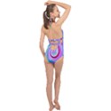 Groovy Abstract Red Swirl On Purple And Pink Halter Front Plunge Swimsuit View2