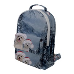 Christmas, Cute Dogs And Squirrel With Christmas Hat Flap Pocket Backpack (large) by FantasyWorld7