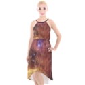 Cosmic Astronomy sky with stars orange brown and yellow High-Low Halter Chiffon Dress  View1