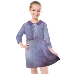 Orion Nebula Pastel Violet Purple Turquoise Blue Star Formation Kids  Quarter Sleeve Shirt Dress by genx