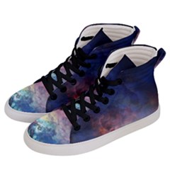 Lagoon Nebula Interstellar Cloud Pastel Pink, Turquoise And Yellow Stars Men s Hi-top Skate Sneakers by genx