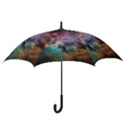 Lagoon Nebula Interstellar Cloud Pastel pink, turquoise and yellow stars Hook Handle Umbrellas (Medium) View3