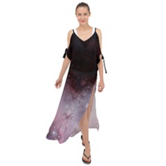 Eagle Nebula Wine Pink And Purple Pastel Stars Astronomy Maxi Chiffon Cover Up Dress by genx