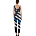 USA Flag The thin blue line I back the blue USA Flag Grunge on black background One Piece Catsuit View2