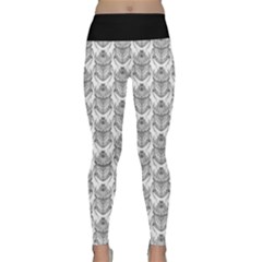 Scarab Pattern Egyptian Mythology Black And White Lightweight Velour Classic Yoga Leggings by genx