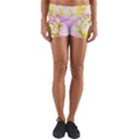 Pretty Pink, White And Yellow Cactus Dahlia Macro Yoga Shorts View1