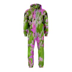 Hot Pink Succulent Sedum With Fleshy Green Leaves Hooded Jumpsuit (kids) by myrubiogarden