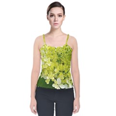 Elegant Chartreuse Green Limelight Hydrangea Macro Velvet Spaghetti Strap Top by myrubiogarden