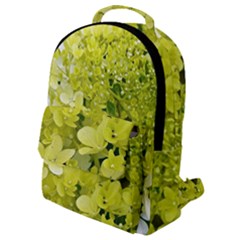 Elegant Chartreuse Green Limelight Hydrangea Macro Flap Pocket Backpack (small) by myrubiogarden