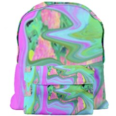 Retro Pink And Light Blue Liquid Art On Hydrangea Garden Giant Full Print Backpack by myrubiogarden