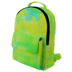 Fluorescent Yellow And Pink Abstract Garden Foliage Flap Pocket Backpack (small) by myrubiogarden