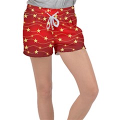 Background Christmas Decoration Women s Velour Lounge Shorts by Simbadda