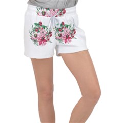 Bloom Christmas Red Flowers Women s Velour Lounge Shorts by Simbadda