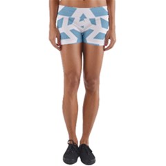 Snowflake Snow Flake White Winter Yoga Shorts by Simbadda