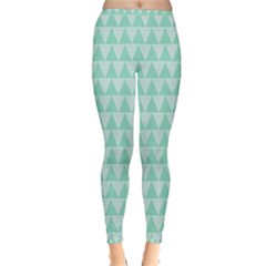 Mint Triangle Shape Pattern Inside Out Leggings by picsaspassion