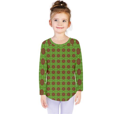 Christmas Paper Wrapping Patterns Kids  Long Sleeve Tee by Wegoenart