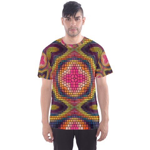 Kaleidoscope Art Pattern Ornament Men s Sports Mesh Tee by Wegoenart