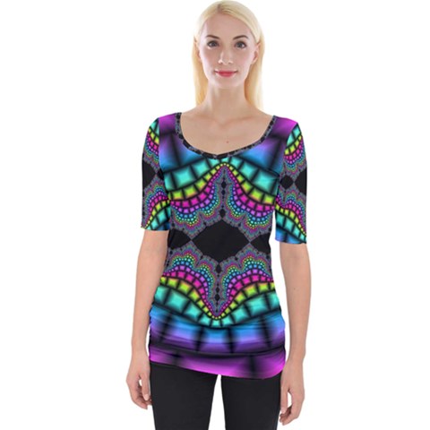 Fractal Art Artwork Digital Art Wide Neckline Tee by Wegoenart