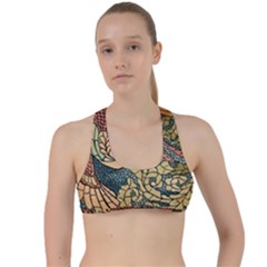 Wings Feathers Cubism Mosaic Criss Cross Racerback Sports Bra by Wegoenart