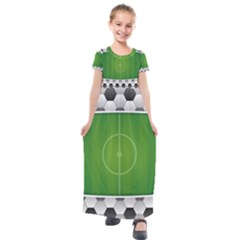 Background Sports Soccer Football Kids  Short Sleeve Maxi Dress by Wegoenart