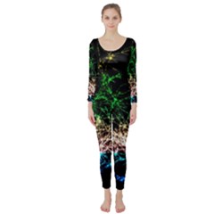 Wallpaper Fractal Lines Abstract Long Sleeve Catsuit by Wegoenart